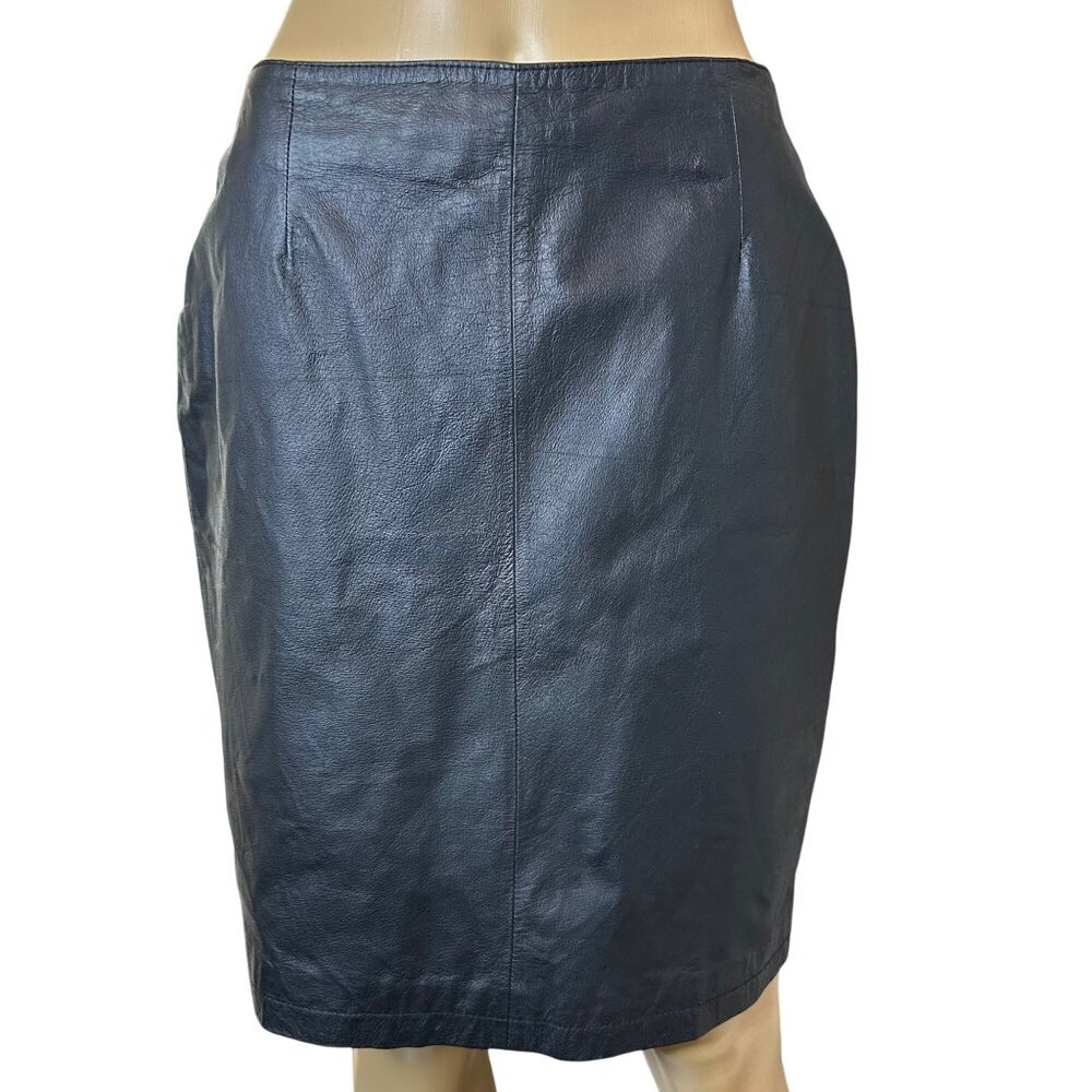 Bagatelle Pencil 100% Leather Black Size L Mid Rise Knee Length Lined Slit